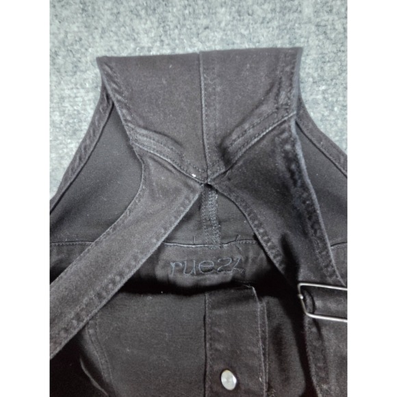 rue21 Overall Shorts Black Distressed Denim Women's Size 8 Stretch - Picture 6 of 8